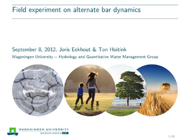 Cover slide for Field experiment on alternate bar dynamics