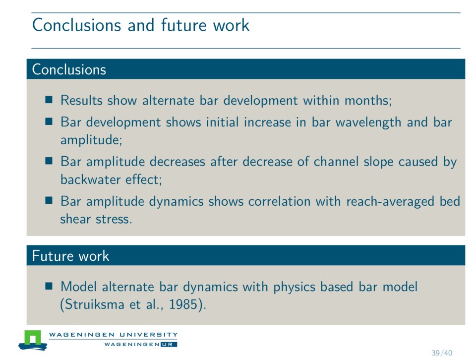 Slide 15 of Field experiment on alternate bar dynamics