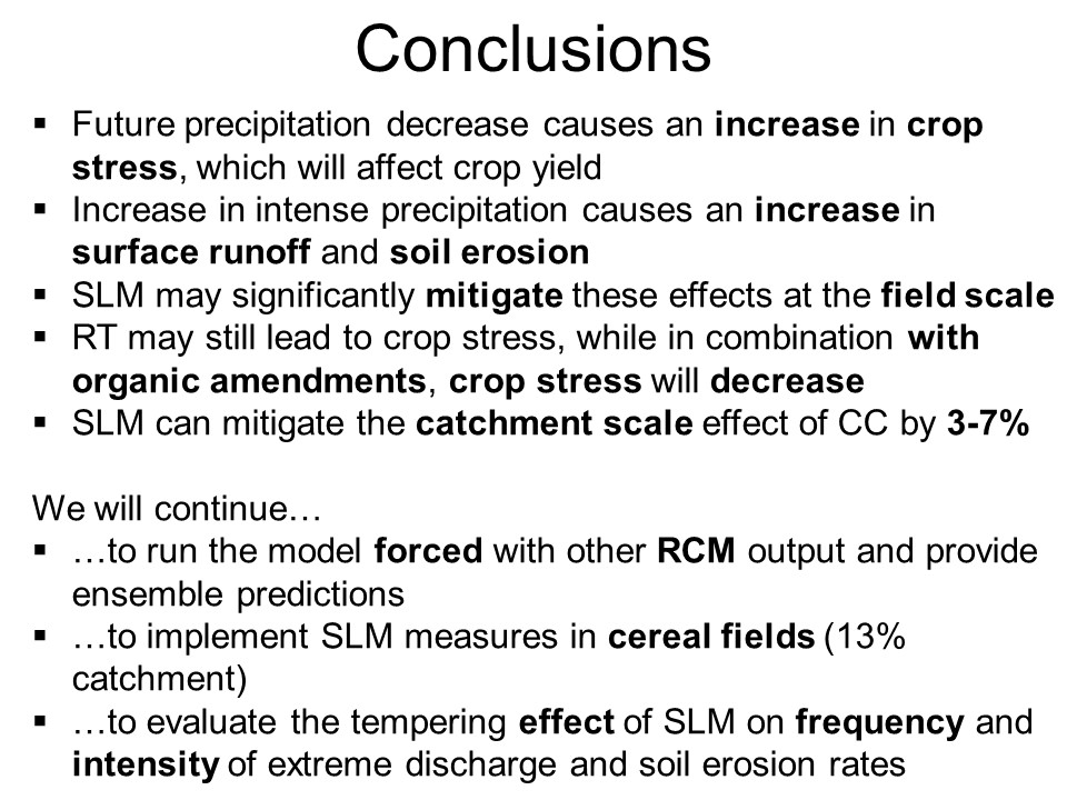 Slide 19 of The impact of climate change and sustainable land management based adaptation on hydrology and soil erosion of a large semiarid catchment