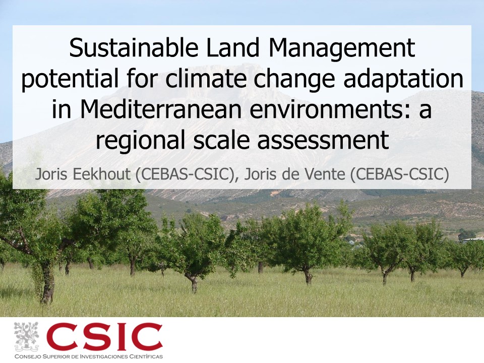 Slide 1 of Sustainable Land Management potential for climate change adaptation in Mediterranean environments: a regional scale assessment