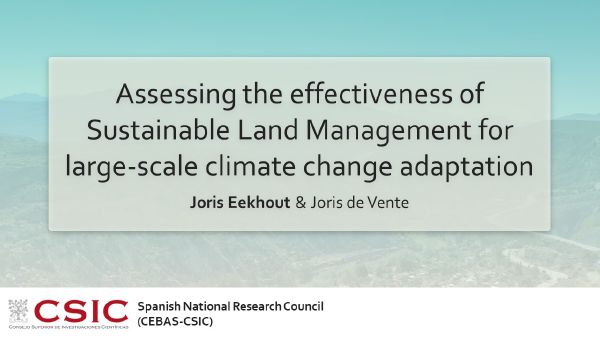 Cover slide for Assessing the effectiveness of Sustainable Land Management for large-scale climate change adaptation