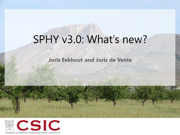 Cover slide for SPHY v3.0: What’s new?
