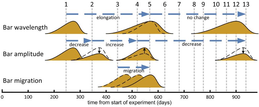 Graphical abstract for Field experiment on alternate bar development in a straight sand-bed stream