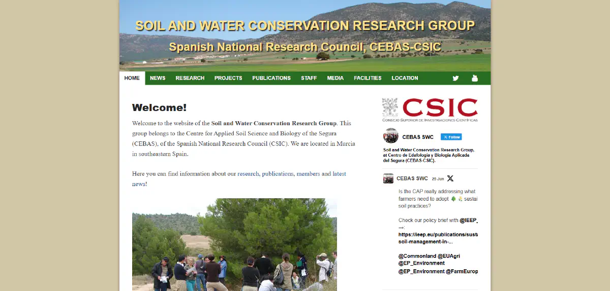 Screenshot of Soil and Water Conservation Research Group